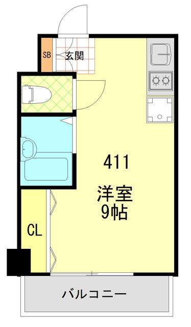 第27宮庭マンション(ワンルーム/4階)の間取り写真