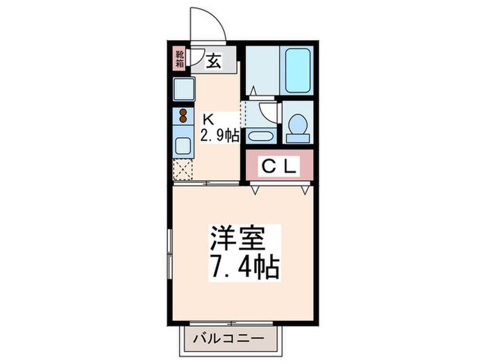 ディアコートII(1K/2階)の間取り写真