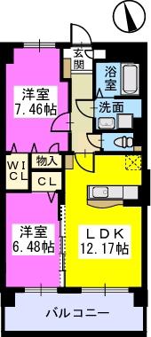 ソルモンテはかた(2LDK/5階)の間取り写真