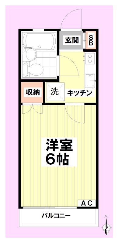 武蔵野ハイツ(1K/2階)の間取り写真