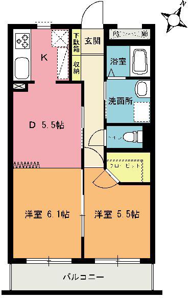 グリュ トルチェ(1LDK/2階)の間取り写真