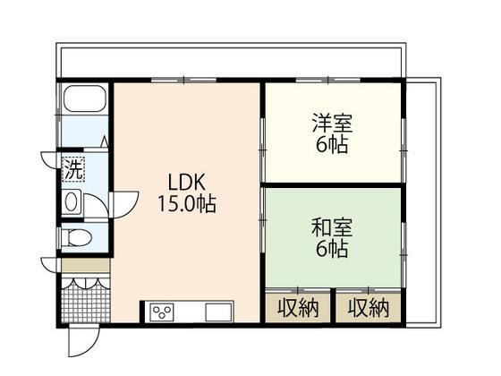 久都内マンション(2LDK/1階)の間取り写真