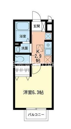 ドミール(1K/1階)の間取り写真