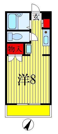 メイプル・I(1K/2階)の間取り写真