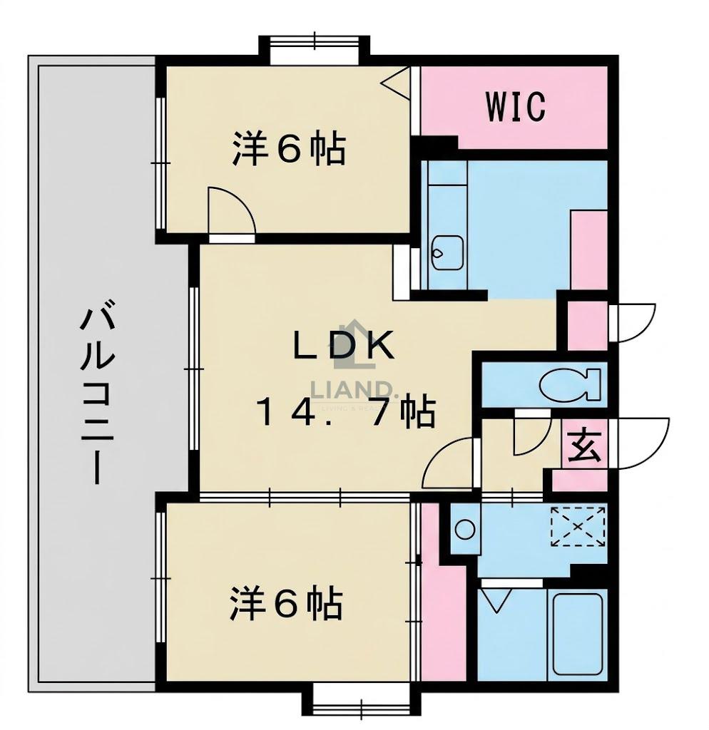 サンシティ博多(2LDK/5階)の間取り写真