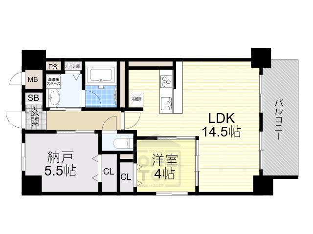 エリタージュ江坂(1SLDK/2階)の間取り写真