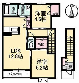 パルタージュ A棟(2LDK/2階)の間取り写真