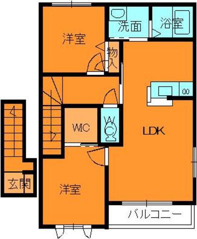 タンドル香芝(2LDK/2階)の間取り写真