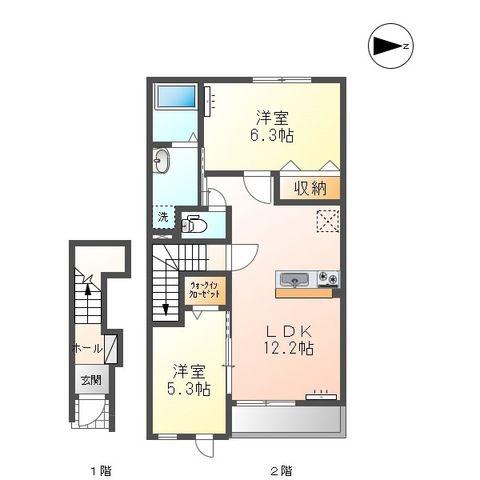 エターナル(2LDK/2階)の間取り写真
