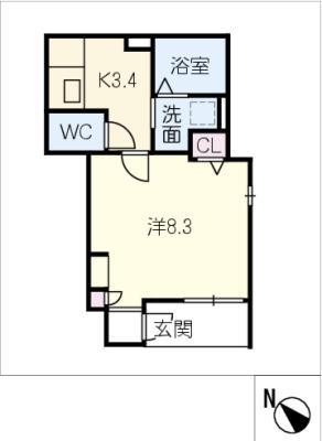 ブレス本山(1K/1階)の間取り写真