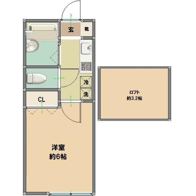 ラルーチェ江戸川(1K/1階)の間取り写真