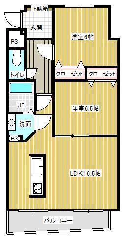 グランドヒルズ(2LDK/3階)の間取り写真