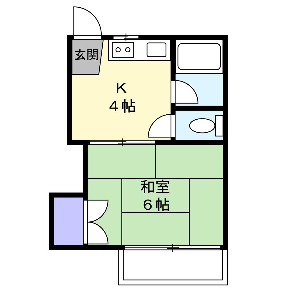 ヴィラ石神井台(1K/2階)の間取り写真
