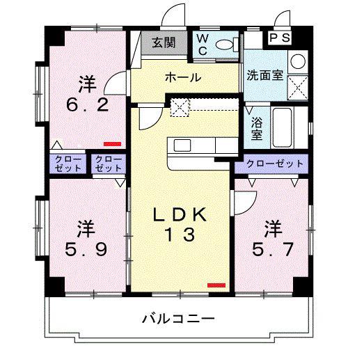 MSGARDENとまり(3LDK/1階)の間取り写真