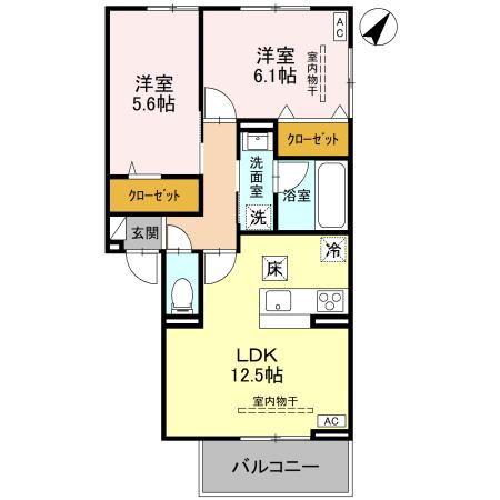 セジュールグリーンひなた(2LDK/1階)の間取り写真