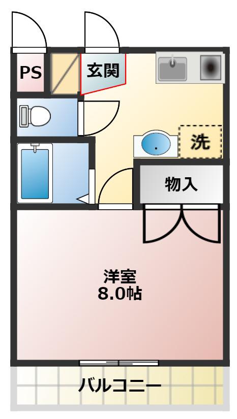 コア・クレマチス(1K/1階)の間取り写真
