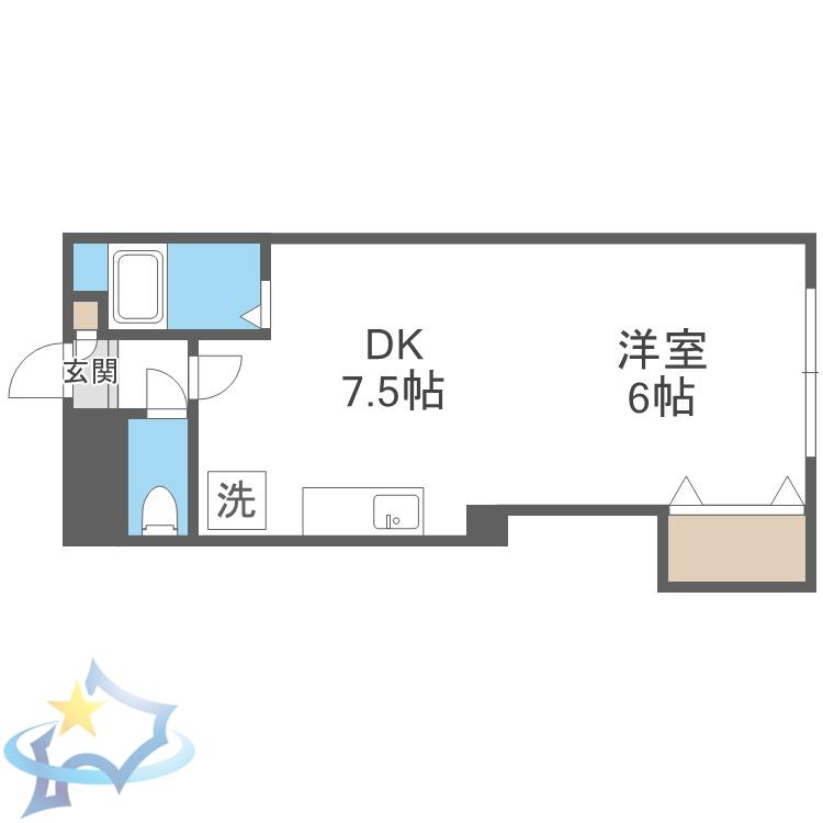 S・S BLDIII(1DK/3階)の間取り写真