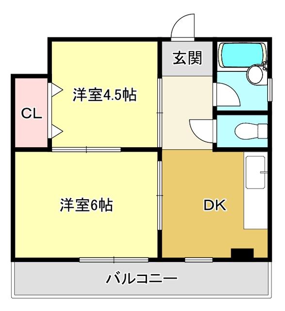 サン・ヒルズ(2DK/4階)の間取り写真