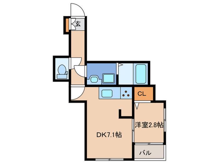 KAG.R九産大前(1DK/2階)の間取り写真
