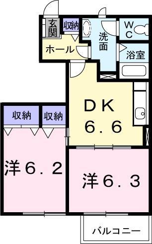 サンハウスIG(2DK/1階)の間取り写真