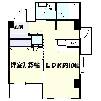 マンション 悠&愛(1LDK/2階)の間取り写真