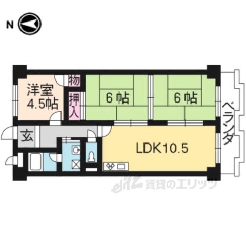 エスポワール伊勢田(3LDK/2階)の間取り写真