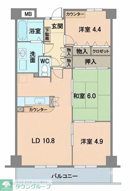 エバーグリーンコート(3LDK/5階)の間取り写真