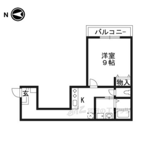 ラルゴ仁王門(1K/1階)の間取り写真