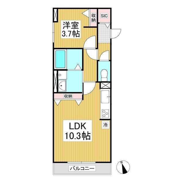 CRESTIER N(1LDK/1階)の間取り写真