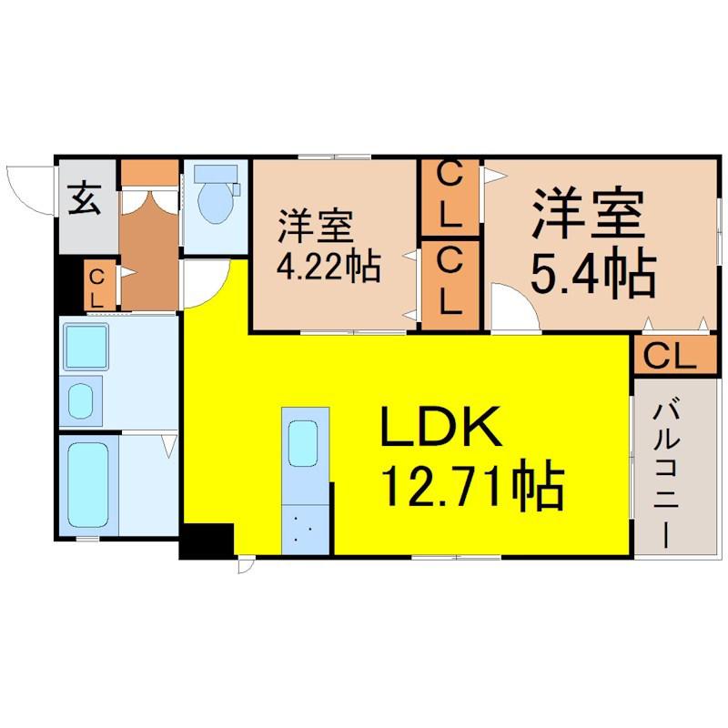 プレシャス新栄(2LDK/2階)の間取り写真