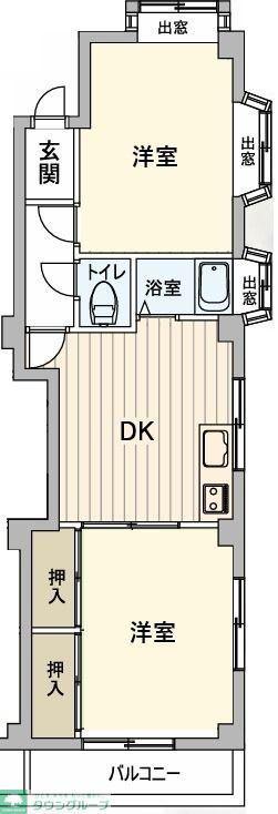 クロノスさちが丘(2DK/2階)の間取り写真