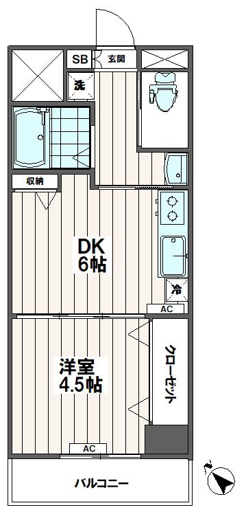 ギターセンタービル(1DK/9階)の間取り写真
