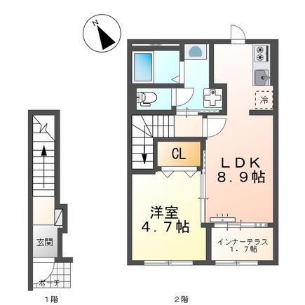 スターテラスII東川口町(1LDK/2階)の間取り写真