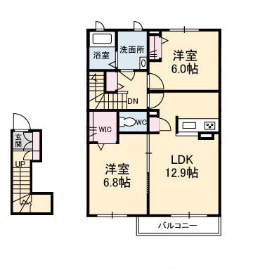 シャ一メゾン華浦(2LDK/2階)の間取り写真