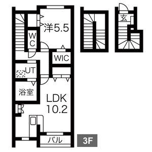 LA VIE BELLII(1LDK/3階)の間取り写真