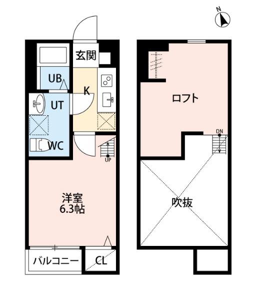FERIO相模原(1K/2階)の間取り写真