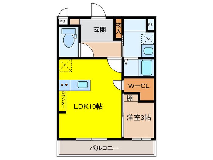 エフパルク大橋II(1LDK/3階)の間取り写真