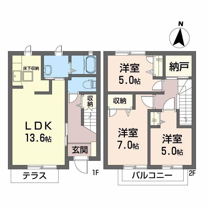 コンフォール松村(3LDK/1階)の間取り写真