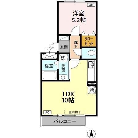 セゾン平出(1LDK/3階)の間取り写真