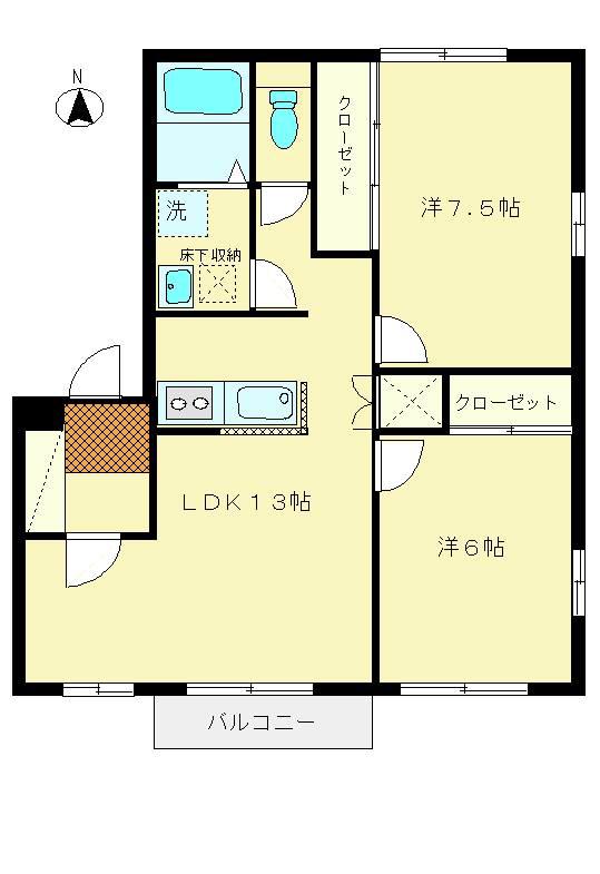 サンセール(2LDK/1階)の間取り写真