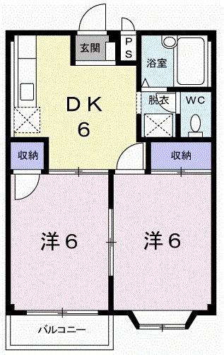 エルディムYOU(2DK/2階)の間取り写真
