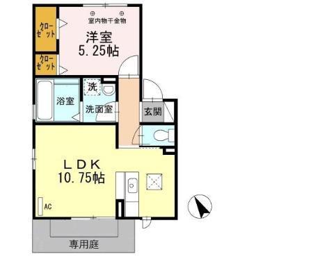 シャン ポワール A棟(1LDK/1階)の間取り写真