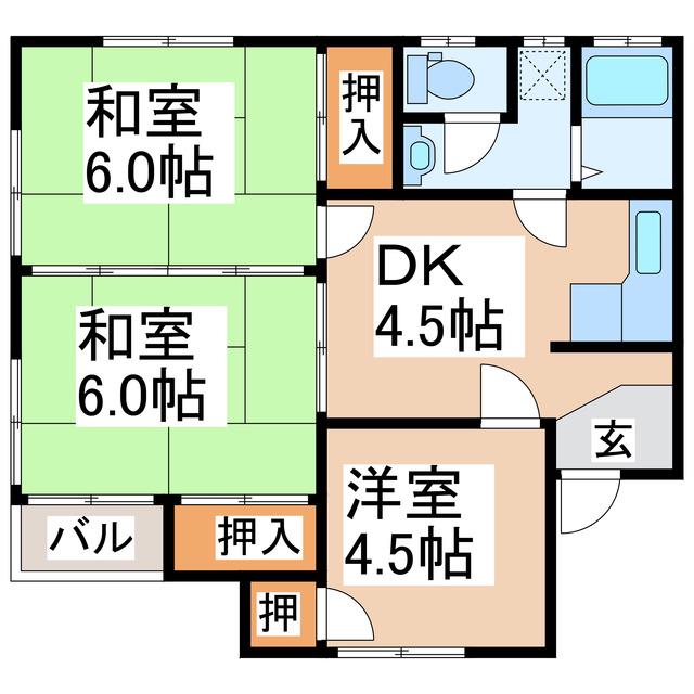 コーポナガシマA(3DK/1階)の間取り写真