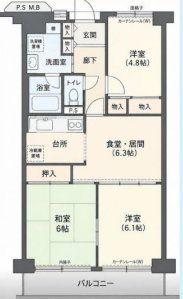 淡路パークハイツ2号館(3LDK/3階)の間取り写真