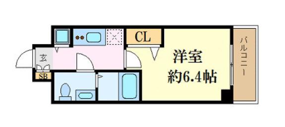 クリスタルグランツ西本町(1K/10階)の間取り写真