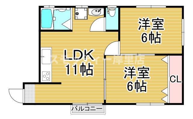 ハイツ御崎館(2LDK/2階)の間取り写真