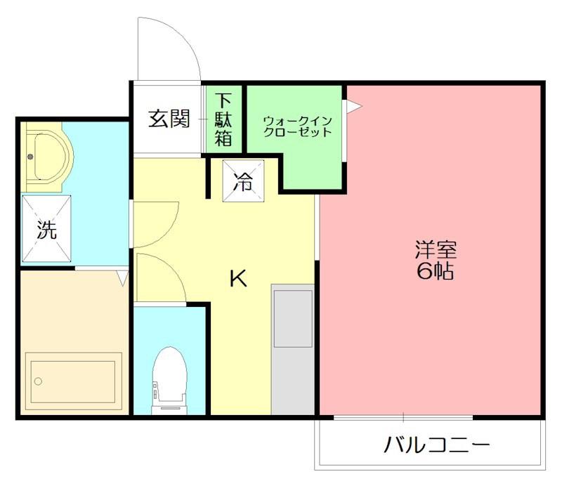 ピュアメゾン平塚中里(1K/2階)の間取り写真