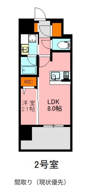 デュ・レジア博多レジデンス(1LDK/2階)の間取り写真