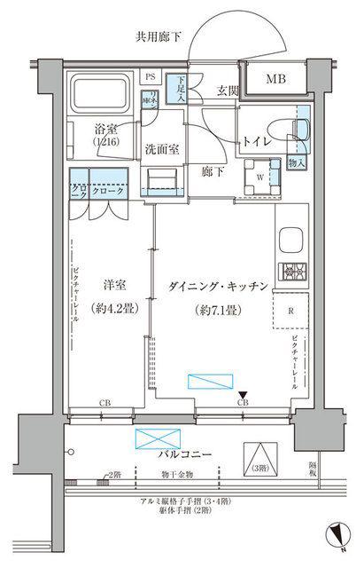 パークアクシス文京本郷(1DK/4階)の間取り写真