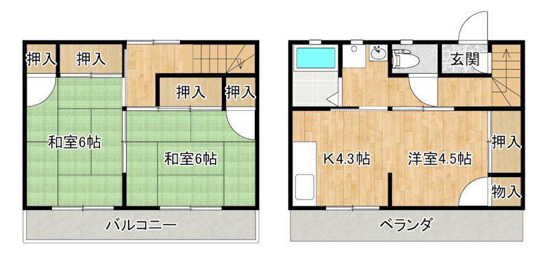 ハイツ柿原(3K/1階)の間取り写真